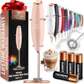 Zulay Kitchen Powerful Milk Frother Wand With 4 AA Duracell Batteries - Ultra Fast Handheld Drink Mixer - Electric Whisk Foam Maker for Coffee, Lattes, Cappuccino, Matcha & Creamer - Rose Peach