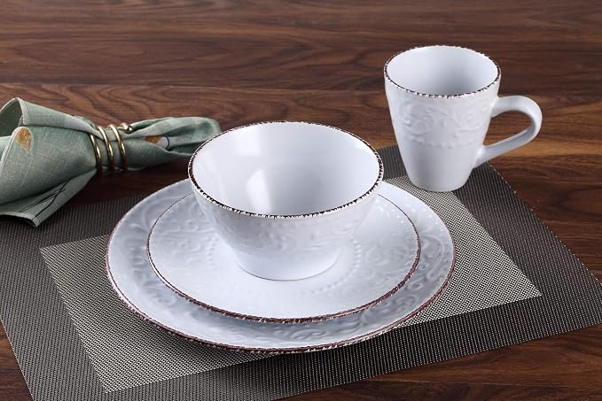 Lorren Home Trends LH524 Dinnerware Set for Entertaining, One Size, White
