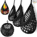 Honeydak Boho Decor Hanging Wall Baskets for Kitchen 3 Pack Teardrop Baskets with Hooks Storage Fruit Onion Vegetable Potato for Home 3 Sizes(Black,Crochet,Cotton Rope)