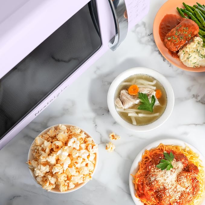 Nostalgia Modern Retro Compact Countertop Microwave Oven - 0.7 Cu. Ft. - 700-Watts with LED Digital Display - Child Lock - Easy Clean Interior - Lavender