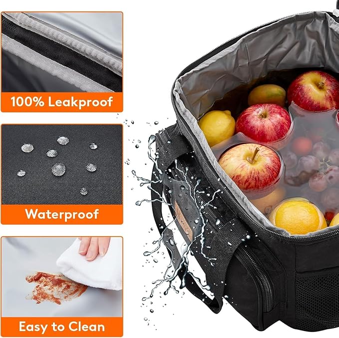 Lifewit Large Lunch Bag, Insulated Lunch Box, Soft Cooler Cooling Tote for Adult Men Women, Black 32-Can (20L)