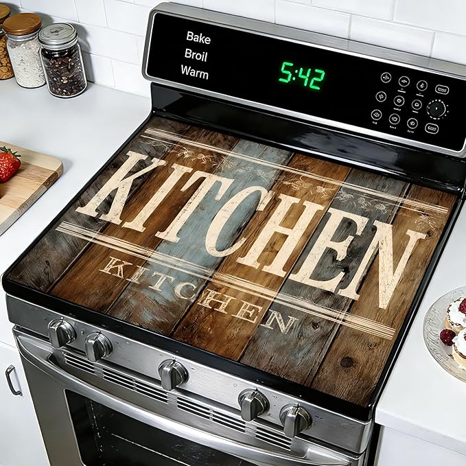 Stove Top Covers for Electric Stove: Heat Resistant Protector Glass Stove Top Expands Counter Space, Stylish Kitchen Decor 28.5'' 20.5''
