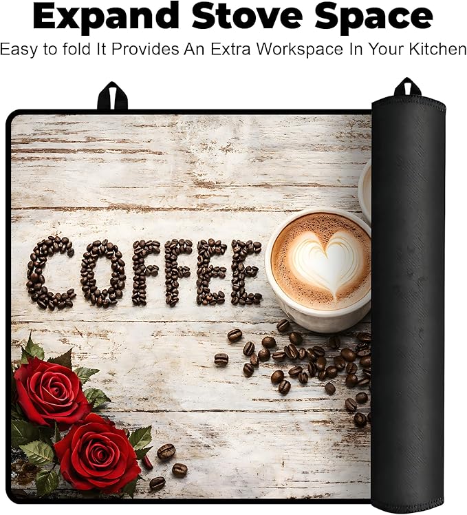 Stove Top Cover- Mat for Electric Stove Protector with Anti-Slip Rubber Coating Dish Drying Mats Scratch-Resistant (Cup, 28.5" x 20.5")