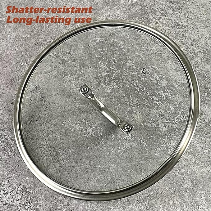Stainless Steel Glass Lid for 13 Inch Pans and Pots, Tempered Cover for Cooking Pans, Dishwasher & Over Safe 33 cm
