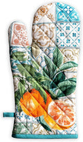 Maison d'Hermine Oven Gloves 100% Cotton Oven Mitt 7" x 13" with Loop Heat Resistant BBQ Cooking Gloves Baking Grilling Gifts for Mothers Day Spring/Summer (Pack of 1, Agrume)