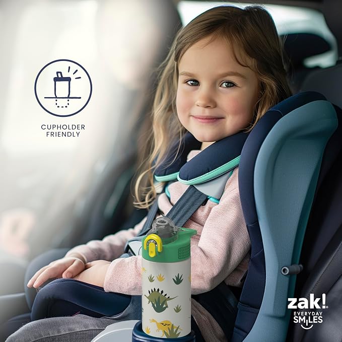 Zak Designs SpongeBob SquarePants Sage Kids Water Bottle For School or Travel, 19oz Stainless Steel Water Bottle With Straw, Handle, and Leak-Proof, Pop-Up Spout Cover (SpongeBob and Patrick)