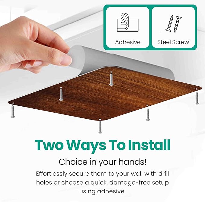 17.5X11.5inch Large Stainless Steel Plate for Magnets, 3M Adhesive Back, Mounting Screws, Ideal for Magnetic Shelf, Spice Holders, Colorful Magnets as a Gift (Timber, 1 Pack)