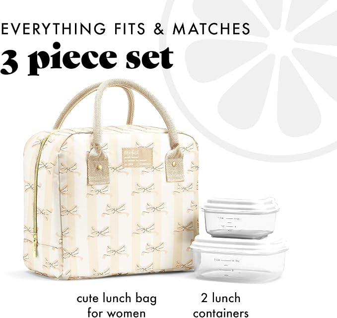 Fit & Fresh Bloomington Lunch Bag for Women - Insulated Large Lunch Box for Work with Containers, Leak-Resistant