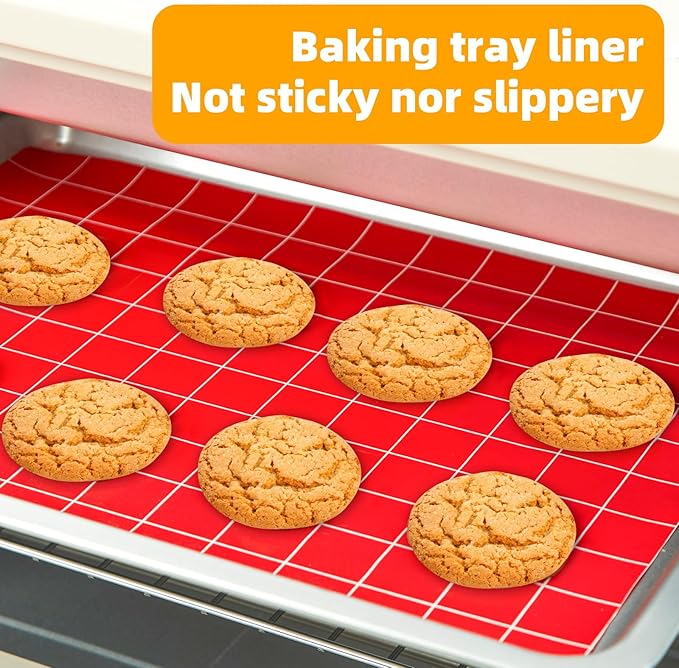 Silicone Baking Mat Roll 12IN*8FT Free Cutting, Non-Slip Pastry Mat, Non-Stick Reusable Air Fryer Liner, Oven Liners, Counter Mat, Freeze Dryer Mat, Easily Cut to Size Fit All Ovens Pans Tins Dishes