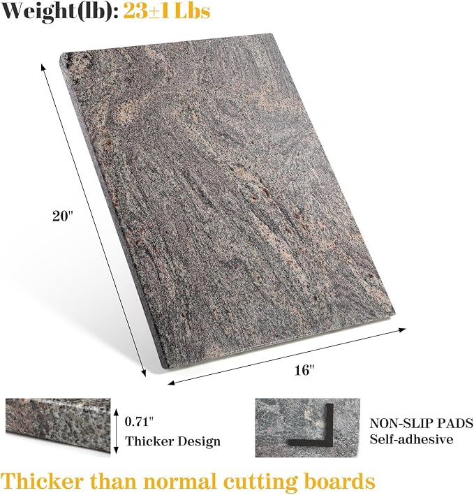 Koville Marble Cutting Board for Kitchen, 20x16 Inches Large Marble Slab Cheese Board, Rectangular Serving Board for Baking Charcuterie Pastry, Natural Stone Board for Countertop (Paradiso)
