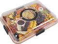 Renmxj Charcuterie Board with Clear Lid, Travel Portable Cheese Board Charcuterie Boxes Cutting Boards for Kitchen, House Warming Gifts New Home, World Cup Gift (Black, 1 Compartment)