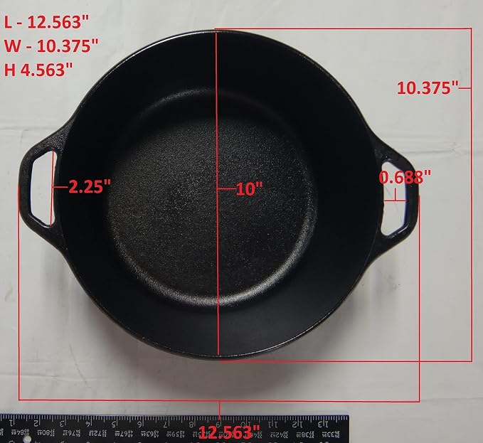 Lodge Cast Iron Double Dutch Oven 5 Quart - Pre-Seasoned 2-in-1 Cast Iron Cookware - Pot & Skillet Combo - Even Heat Retention - Oven-Safe, Versatile Pot