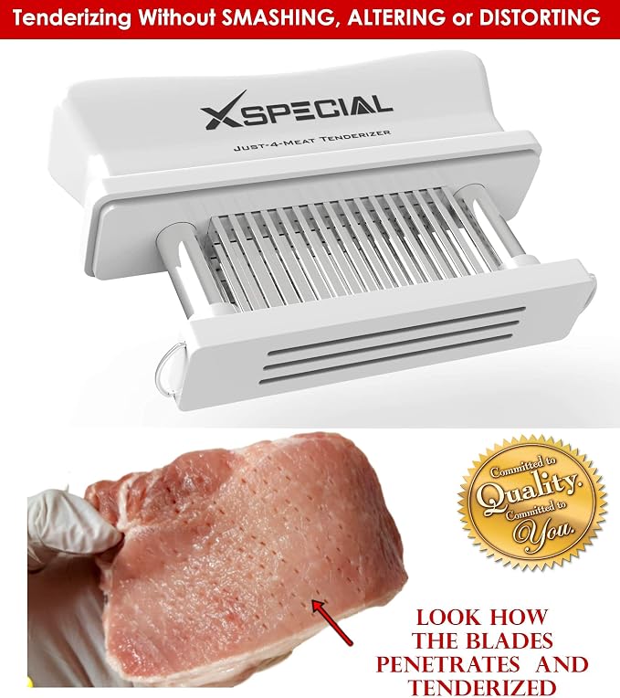KITCHEN MEAT TENDERIZER TOOL – 48-Blade Professional-Grade: Transform Tough Cuts into Juicy, Flavorful Masterpieces | Rust-Free Stainless Steel | Dishwasher Safe | Perfect for Steak, Chicken & Pork