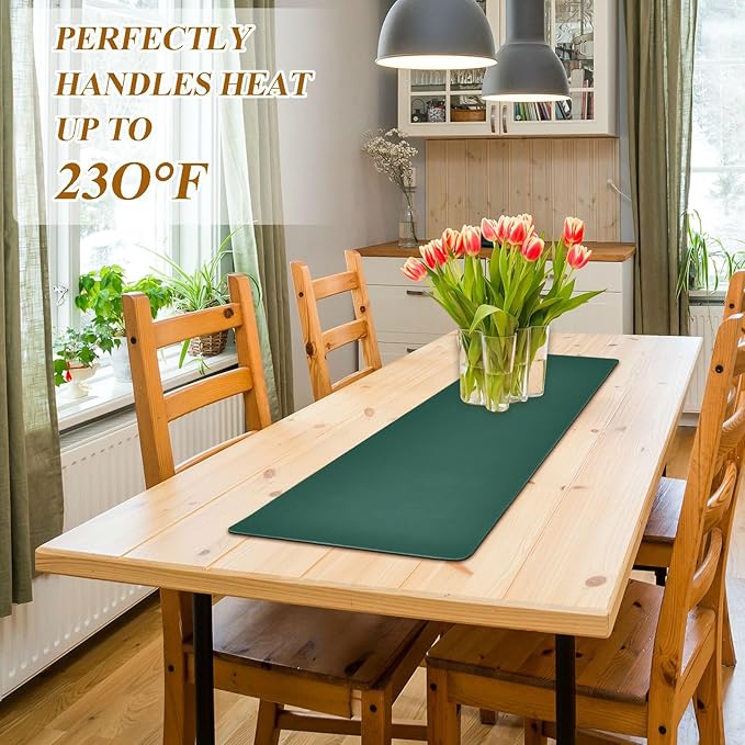 Hunter Green Trivet Table Runner for Hot Pots Pans Heat Resistance Pot Holders Anti-Slip Hot Pad Mats 11.8 * 39.4 Inches