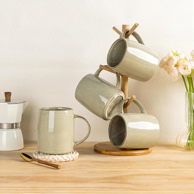 GBhome Large Coffee Mugs Set of 4, 18oz Handmade Ceramic Coffee Mugs Set with Gradient color for Latte/Tea/Beer/Hot Cocoa, Dishwasher & Microwave Safe, Cappuccino