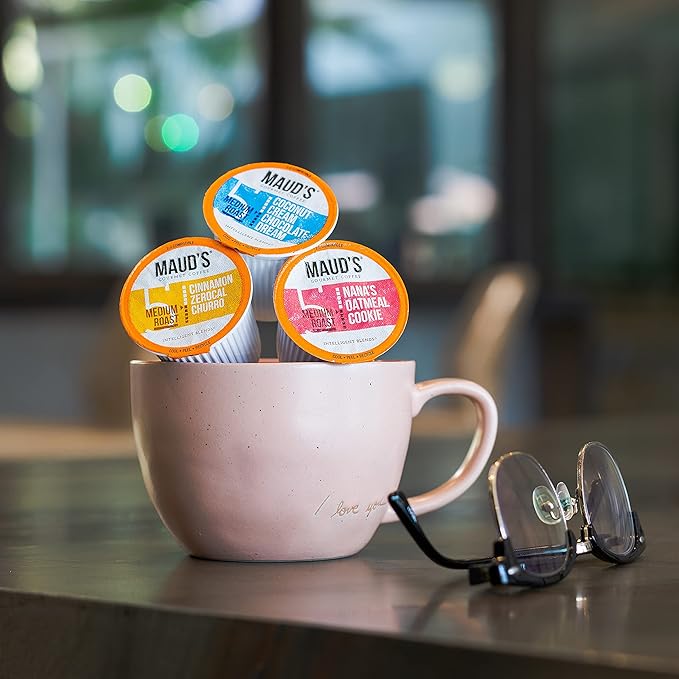 Maud's Super Flavored Coffee Pods Variety Pack, 80 ct, 16 Assorted Flavors, Medium Roast Flavored Coffee in Single Serve Pods – 100% Arabica Beans, Compatible with Keurig K Cups Maker