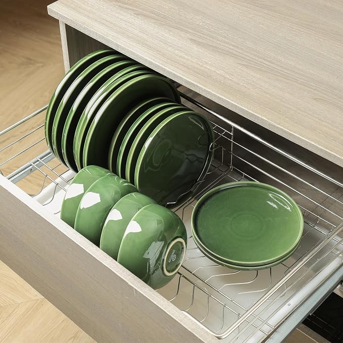 Vicrays Ceramic 12 Pieces Dinnerware Set - Dinner Plates Salad Plates Cereal Bowls Set Service for 4 - Scratch Resistant Microwave Oven Dishwasher Safe - Green
