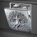 BlissYard Tree of Life Dishwasher Magnet Cover Skin Panel Magnetic Dishwasher Covers Decorative Sliver Metal of Life Front Door Magnet Cover Home Appliances Dishwasher Refrigerator Cupboard 23x26 Inch