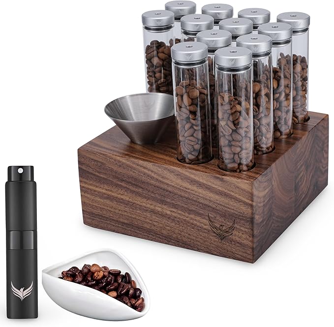 Coffee Bean Cellar and Dosing Cup Set Single Dose Coffee Bean Storage with Espresso Dosing Cup and Coffee Spritzer