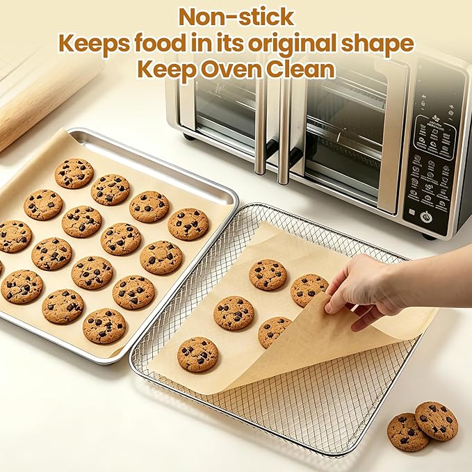 Air Fryer Liners Designed for Gourmia Air Fryer Toaster Oven Combo, 100Pcs Unbleached Parchment Paper Dispoable & 4 Pcs AirFryer Oven Liners Accessories for Gourmia Toaster Oven