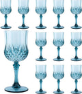 Plastic Wine Glasses, Plastic Goblets Vintage Style Cordial Unbreakable Drinking Glasses, Reusable Drinkware for Wedding Reception, Grand Event Party Supplies (12, Dusty Blue)