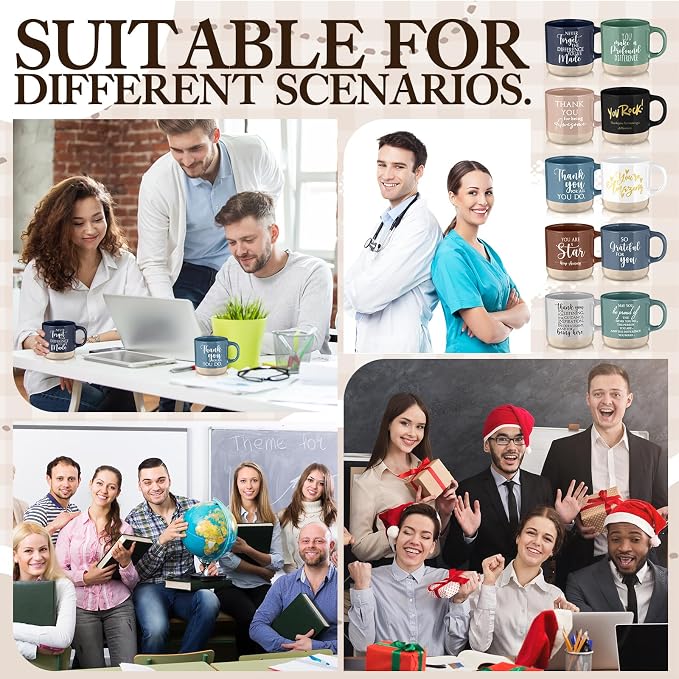 Didaey 30 Pcs Thank You Mugs Bulk Appreciation Gifts for Employee Coworkers Staff Teachers Motivational Ceramic Coffee Mugs Thank You Farewell Going Away Gifts for Coworkers(Classic)