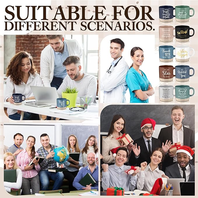 Didaey 20 Pcs Thank You Mugs Cna Week Gifts Bulk 2026 Appreciation Gifts for Employee Teachers Coworkers Staff Office Work Team Thank You Ceramic Coffee Mugs in Bulk