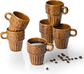 Espresso Cups Set of 6, Cappuccino Cups, Stackable Mug 6 OZ Ceramic Coffee Mug, Microwave & Dishwasher Safe, Tea Cocoa for Family Daily Use & Gathering, Great Gift for Any Special Occasion, Brown
