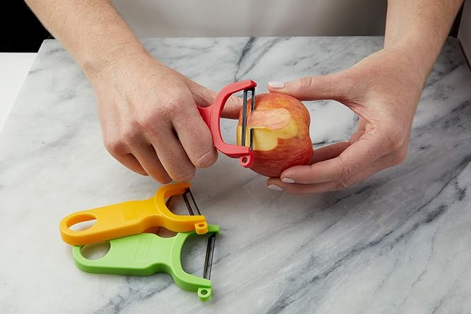 Kuhn Rikon Epicurean Garlic Press, Stainless Steel and Kuhn Rikon Original Swiss Peeler 3-Pack