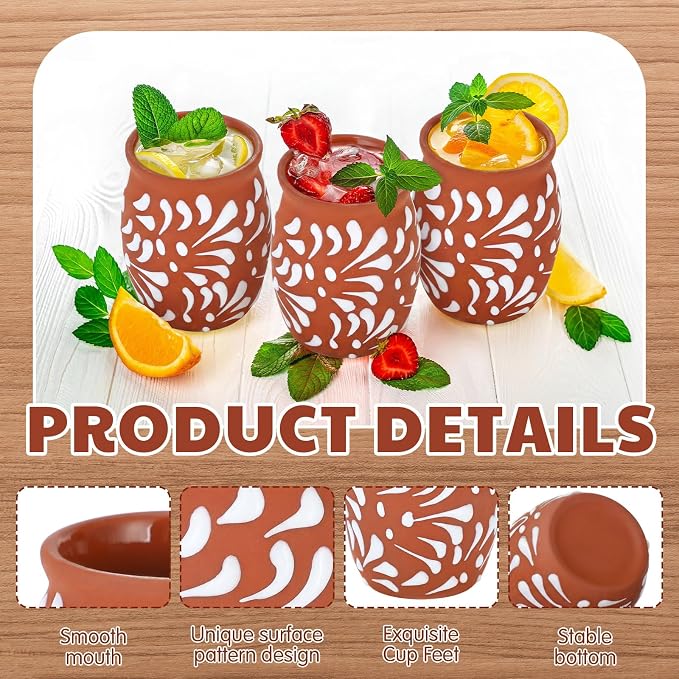 LemonRoad 24 Pack 3oz Cantaritos De Barro Mexicanos Shooters Mini Pottery Clay Cups Jarritos De Barro Mexicano Taco Tuesday Cocktail Cups Mexican Shot Glasses for Tequila Margaritas Mojitos