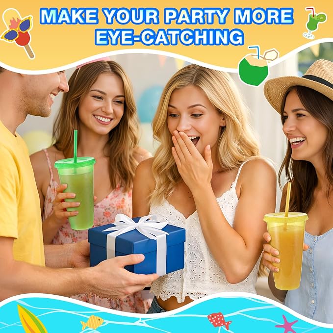 Honeydak 30 Pack Tumbler with Straw and Lid Bulk Cups for Gifts Glitter Plastic Coffee Cups 24-27 oz Reusable Water Bottle Iced Coffee Travel Mug Party Favors for Birthdays Travel (Gorgeous Color)