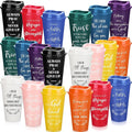 Skylety 20 Pack Bulk Christian Gifts for Men Women 16oz Reusable Bible Verse Tumbler Plastic Coffee Cup with Lid Inspirational Religious Church Gift for Teacher Graduation Party Favor (Multicolor)