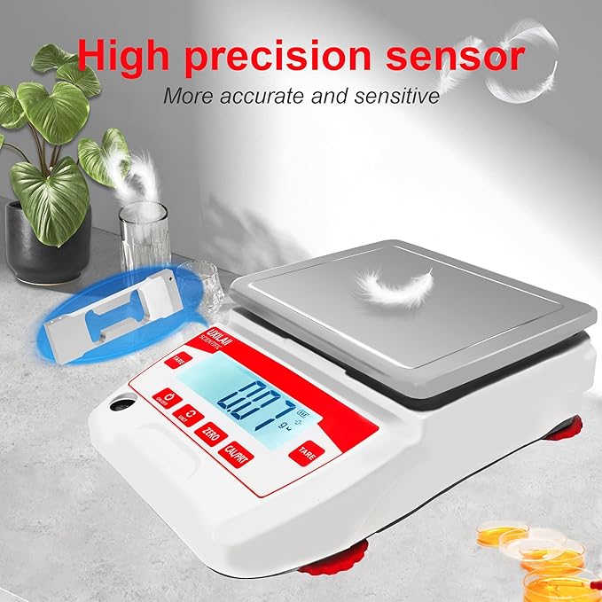 Lab Scale 5000g x 0.01g High Precision Electronic Analytical Balance 0.01g Accuracy Laboratory Balance Digtal Scale Gram Scale Jewelry Scale with 1Kg Calibration Weight