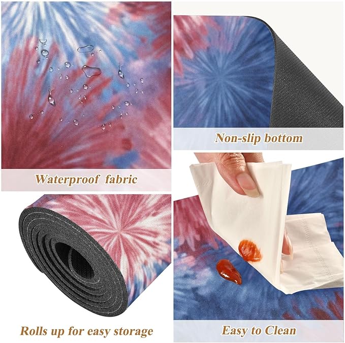 2-in-1 Table Runner Trivet for Hot Dishes Heat Resistant Hot Plate Mat Pad 39x12 Inch Waterproof Table Protector Trivets for Countertop Non Slip Decorative Retro Tie Dye Fireworks
