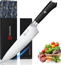 PAUDIN Chef Knife 8 Inch, Ultra Sharp Kitchen Knives 62 HRC, Multi-Layer Damascus Steel Professional Chefs Knife with Full Tang Ergonomic Wood Handle, Meat Vegetable Slicing Knives, Gift for Men Women
