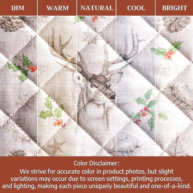 Maison d' Hermine 100% Cotton Oven Mitt & Pot Holder Set (7.5"x13" & 8"x8") Heat Resistant BBQ Cooking Gloves with Loop for Thanksgiving Christmas Decorations Handling Hot Pans (Christmas Dew)