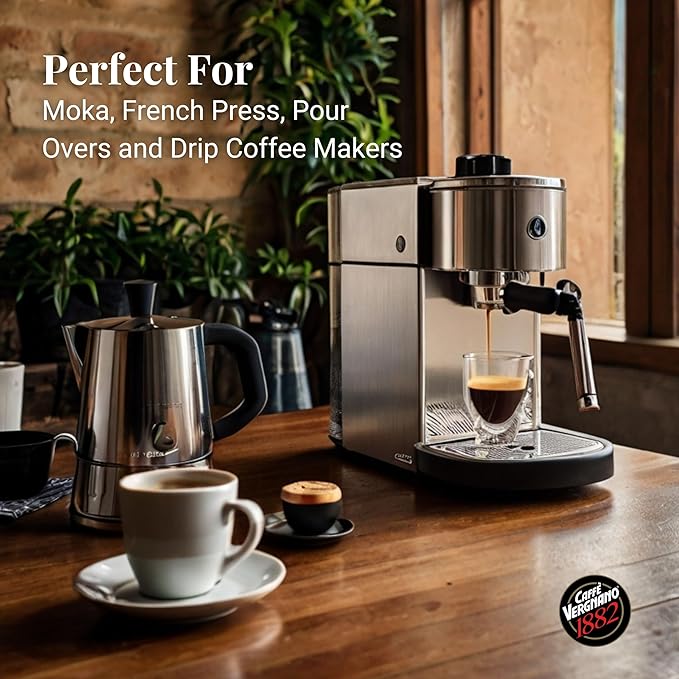 Caffe Vergnano Gran Aroma Whole Bean Coffee 2.2 lb Bag - Medium Roast Espresso Beans Whole, Cocoa Spice Dried Fruit Notes Italian Coffee - For Espresso Maker, Moka Pot, French Press, Coffee Maker