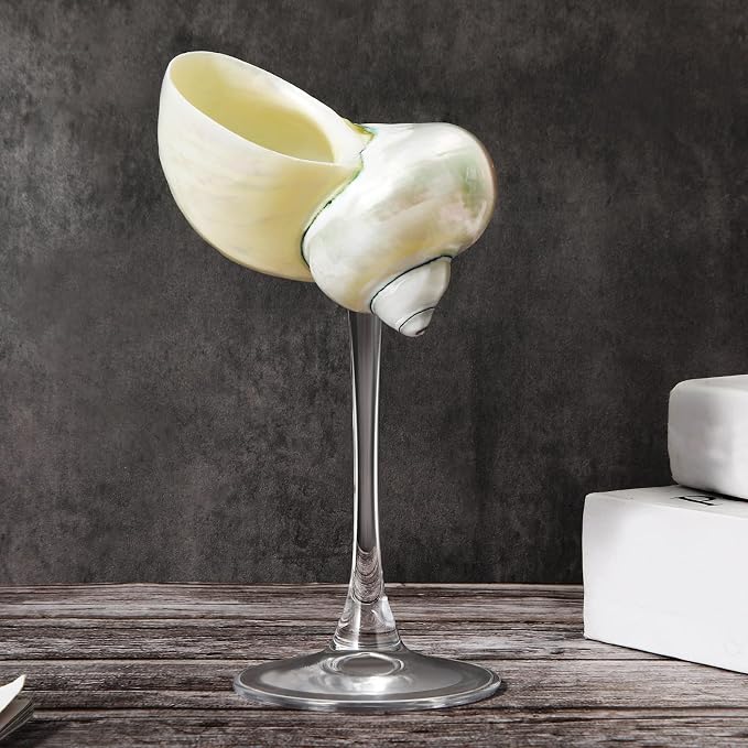 Conch Shell Wine Glasses Wedding Wine Cup Martini Goblet Cocktail Drinkware Drinking Stemware for Valentine Birthday Wedding Bridesmaids Anniversary Party(White Conch,Clear Base,1 Pcs)
