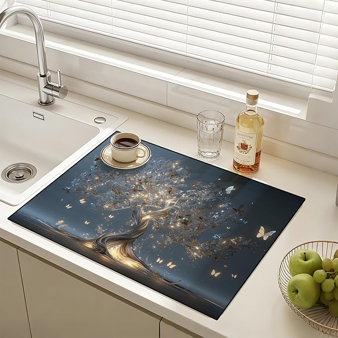 Stove Top Covers for Electric Stove: Heat Resistant Protector Glass Stove Top Expands Counter Space, Stylish Kitchen Decor (Tree of Life)