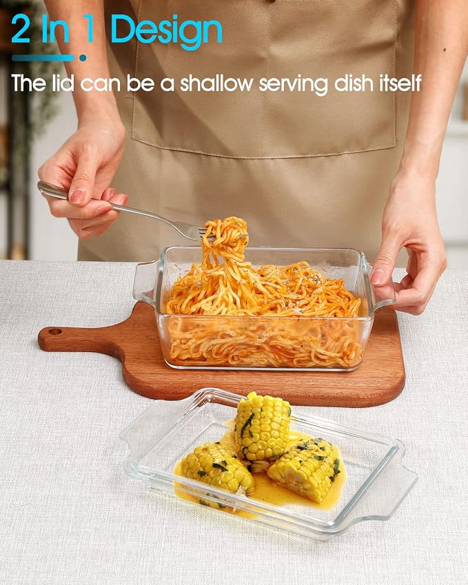 NUTRIUPS Glass Casserole Dish With Lid, Mini 1 QT (5.7in x 7in) Glass Baking Dish for Single Serving