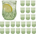 24 Pack Plastic Stemless Wine Glasses,12oz Unbreakable Vintage Elegant Drinking Glass Set,Reusable Fancy Cocktail Cups for Party, Wedding, and Bulk Events (24, 12oz-Sage Green)