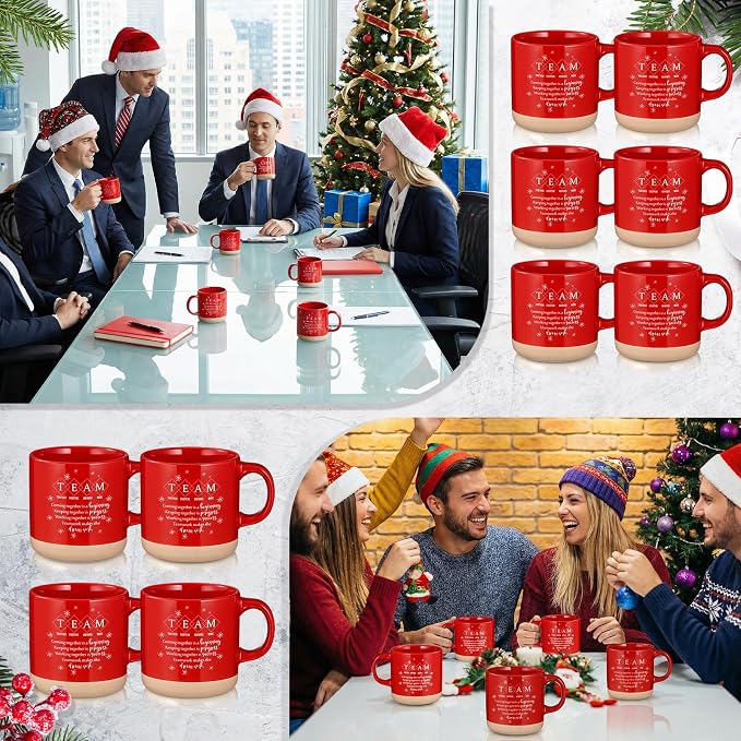 Didaey 10 Pcs Team Gifts for Employees Bulk 13 oz Thank You Mugs Gifts Bulk Cups Red Team Cups Inspirational Ceramic Coffee Mugs for Teacher Nurse Coworker Office Staff Manager