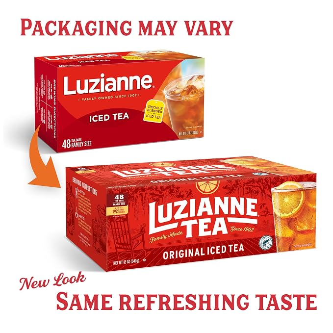Luzianne Unsweetened Iced Tea Bags, Family Size, 48ct Box (Pack of 1)