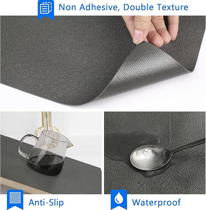 WochiTV Shelf Liner for Cabinets, Drawer Non Adhesive Non Slip Foam Mat for Kitchen, Pantry, Bathroom, Cupboard, Garage, Closet, Shelves, Drawer, Tool Box, Gray 17.5 x 236 inches
