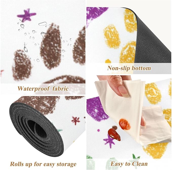 Paw Prints and Stars Trivet Table Runner Heat Resistant 230F for Hot Dishes Pots Plates Kitchen Dining Table Protector Decorative 39.37 X 11.8 Inch