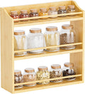 STELLSTAR Spice Rack Wall Mounted, Spice Organizer for Counter, Bamboo Spice Storage Holder for Kitchen Cabinet, Pantry (Spice Jars Not Included, Natural)