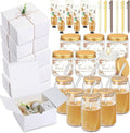 Reallnaive 6 Sets Baby Shower Prizes for Game Winners, Baby Shower Favors Glass Cup Scented Candles Hand Cream Pens Gift Box with Raffia for Gender Reveal Wedding Bridal Party Prizes (Beige Brown)