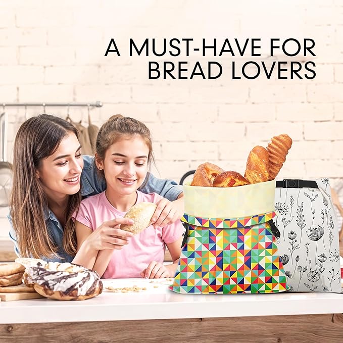 Riccle Reusable Beeswax Bread Bags for Sourdough and Homemade Bread -Pack Of 2- Durable and Waxed for Fresh Artisan Loaves Storage - Large Linen Bag for Sour Dough Home Made Breads with Zipper & Clips