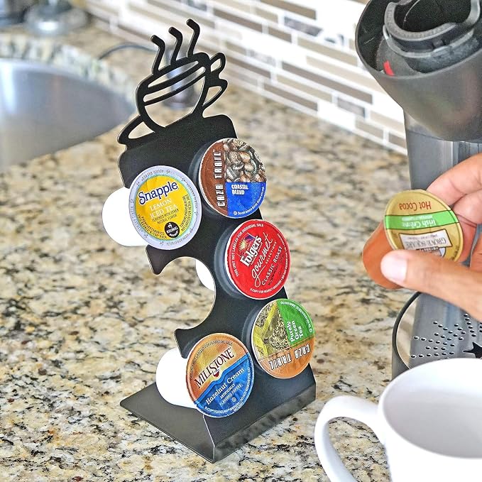 Coffee Pod Holder for Countertop – 6 Slot K-Cup Holder for Small Spaces, Compact Storage, Metal Stand for K-Cups, Pods, & Coffee Accessories