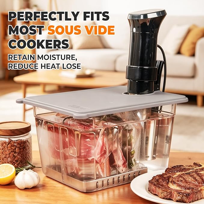 HOMENOTE Sous Vide Container 12 Quart with Collapsible Silicone Lid,Complete Sous Vide Accessories Kit BPA Free,Compatible with Anova and Most Sous Vide Cookers（Comes with Rack）